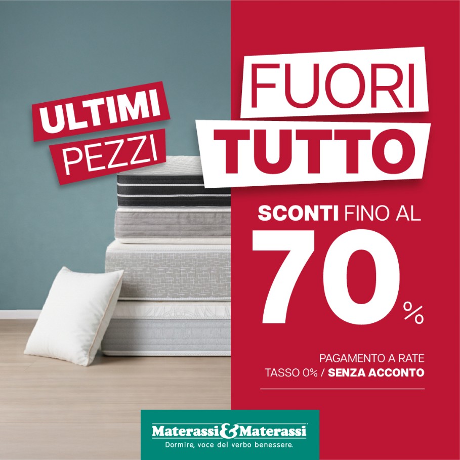 Promozione Fuori Tutto Materassi e Materassi - Sconti fino al 70%